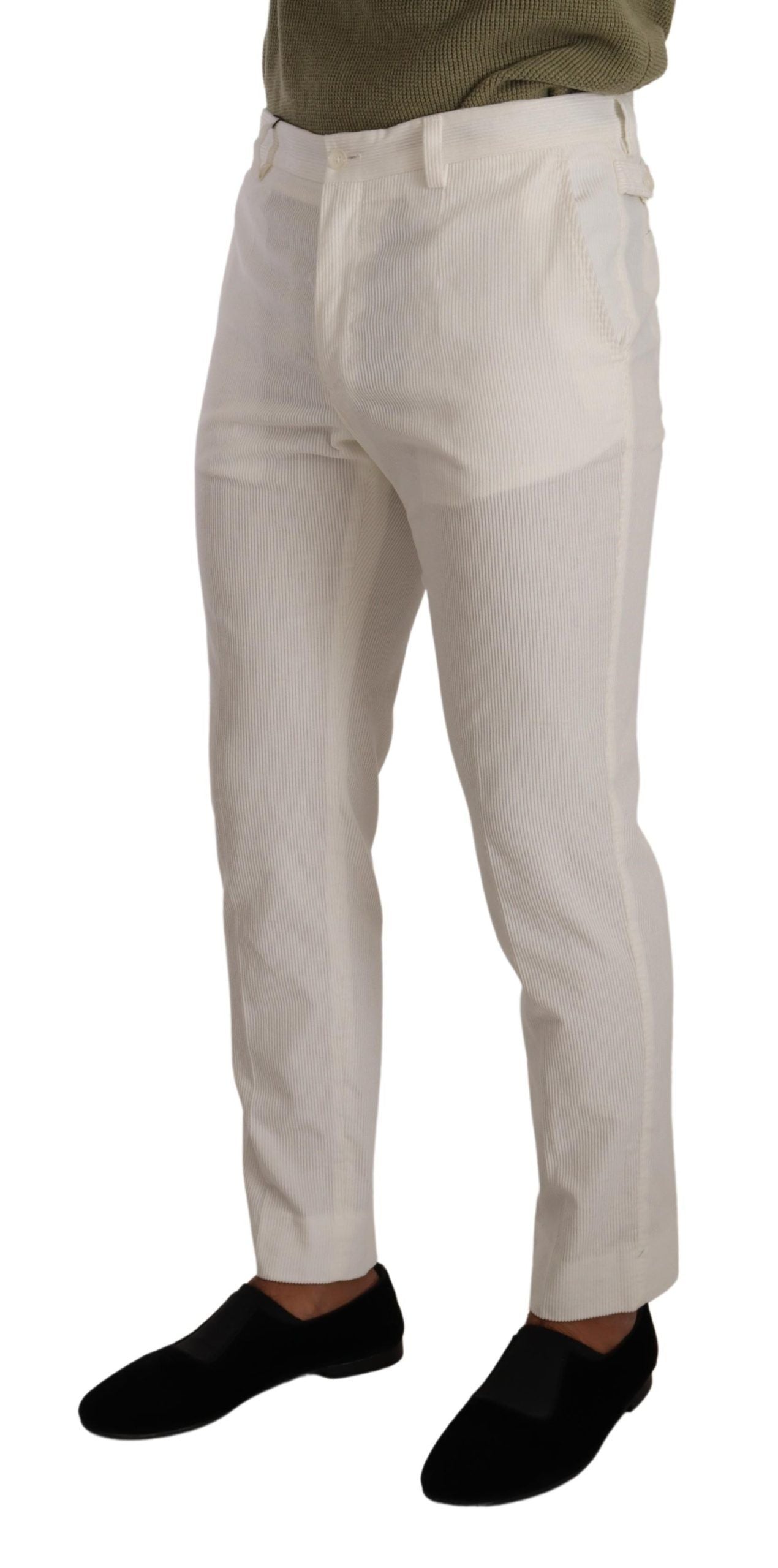Dolce & Gabbana Weiße Skinny-Cordhose aus Baumwolle