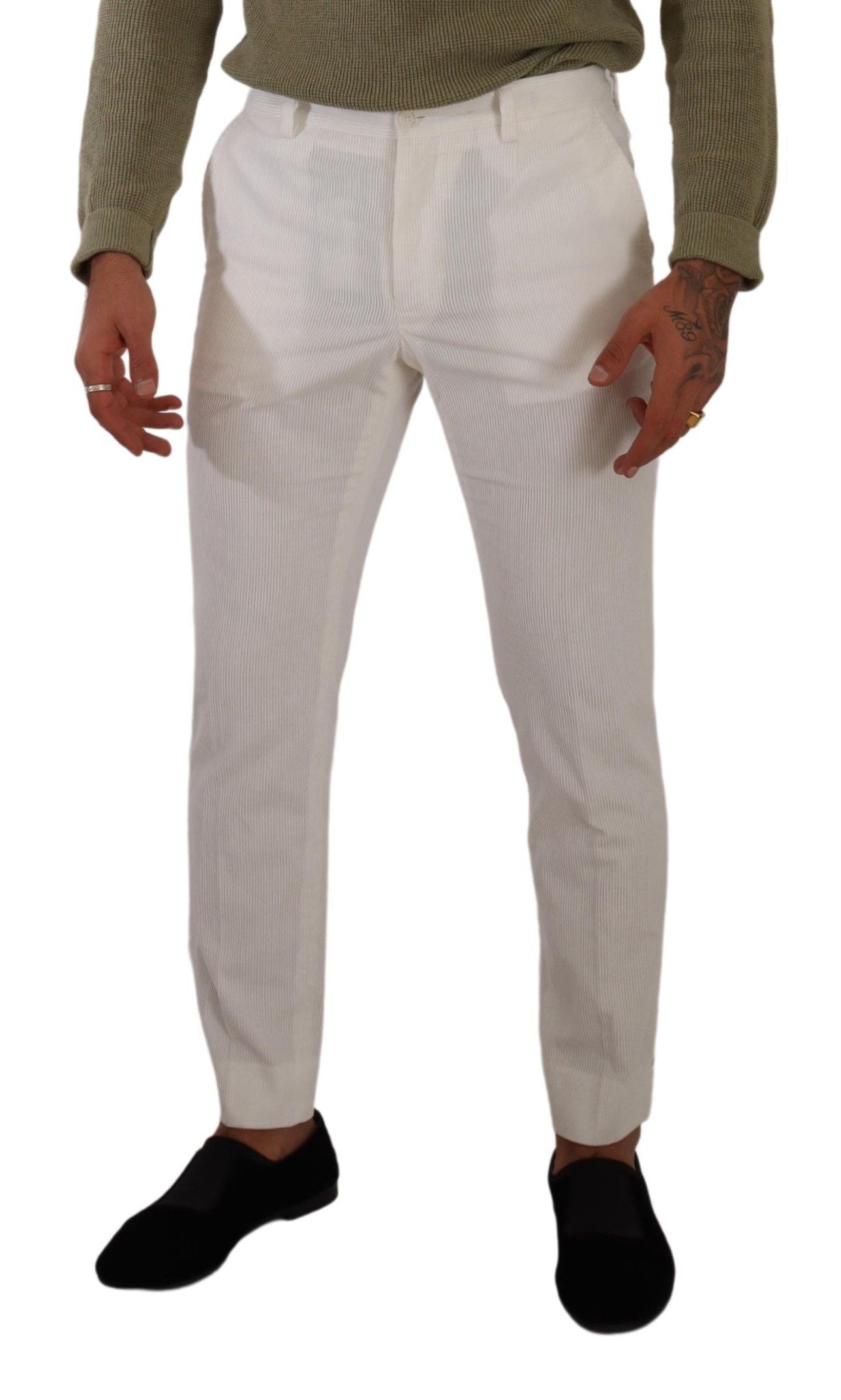 Dolce & Gabbana Weiße Skinny-Cordhose aus Baumwolle