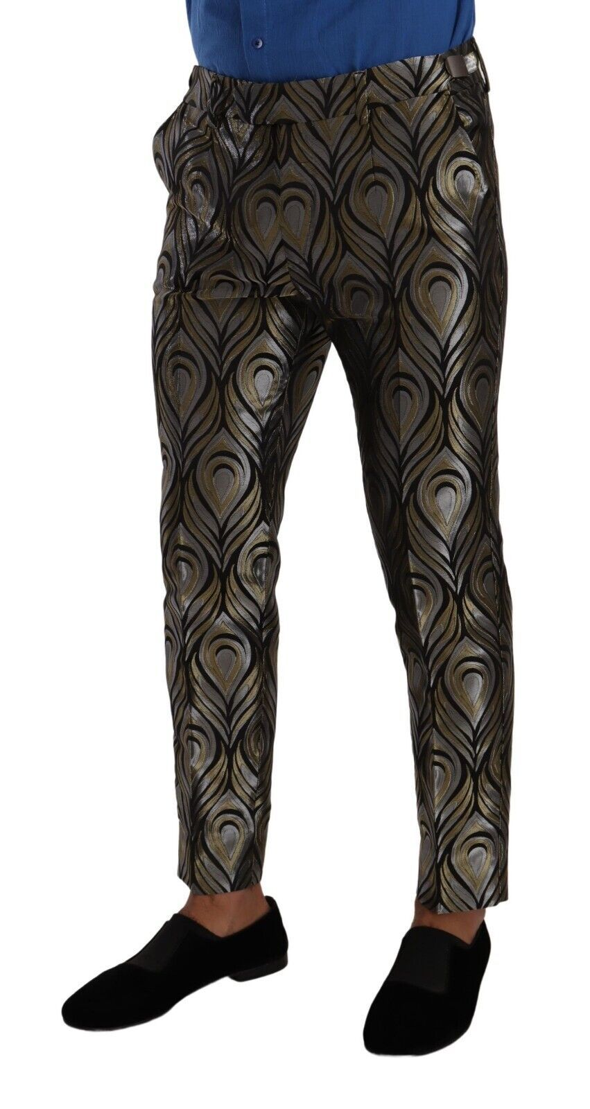 Dolce & Gabbana Silber-Gold Jacquard Herren Anzughose