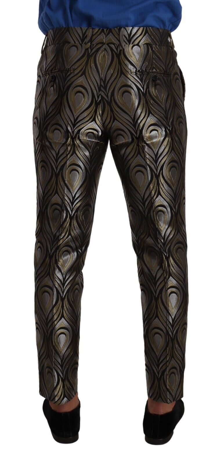 Dolce & Gabbana Silber-Gold Jacquard Herren Anzughose