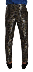Dolce & Gabbana Silber-Gold Jacquard Herren Anzughose