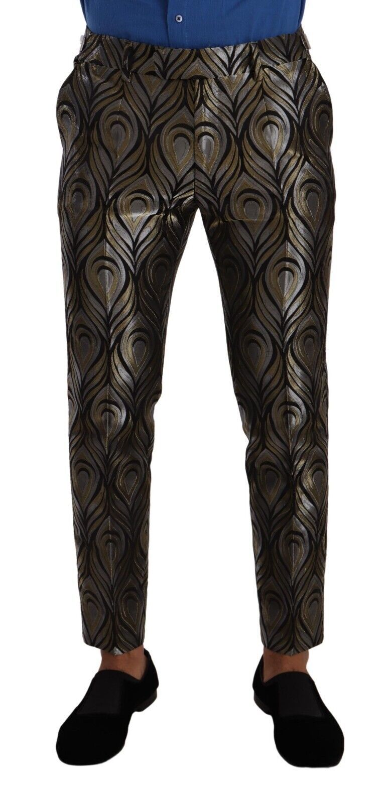 Dolce & Gabbana Silber-Gold Jacquard Herren Anzughose
