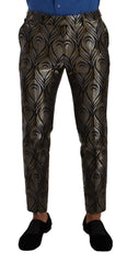 Dolce & Gabbana Silber-Gold Jacquard Herren Anzughose