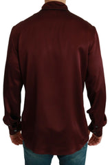 Dolce & Gabbana Bordeaux Silk Pajama Casual Shirt