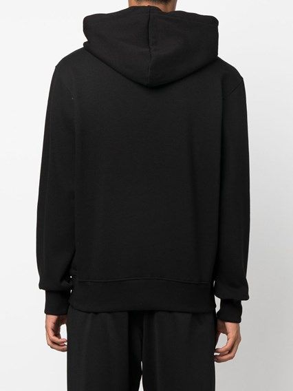 Versace Jeans Schwarzes Baumwoll-Kapuzen-Sweatshirt mit Logo-Details