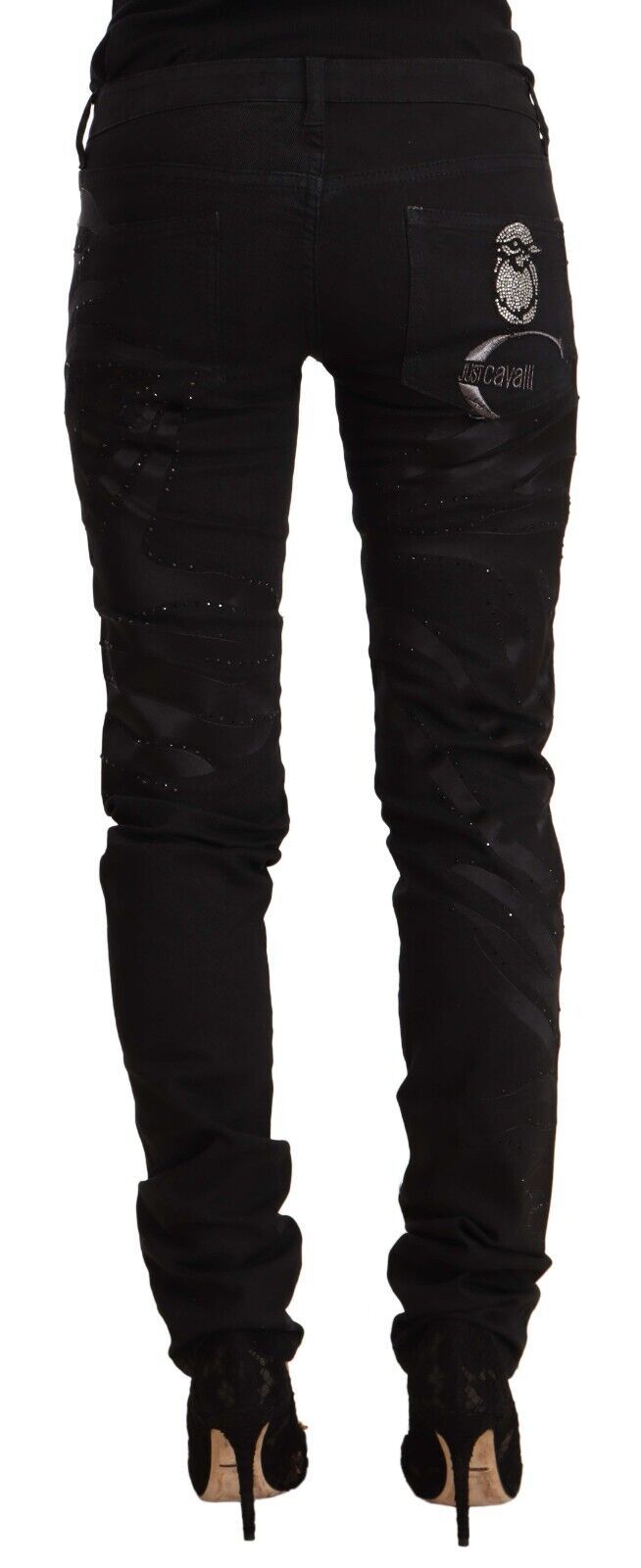 Just Cavalli Schwarze Mid Waist Verzierte Skinny Jeans