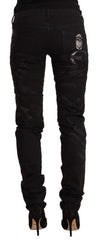 Just Cavalli Schwarze Mid Waist Verzierte Skinny Jeans
