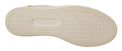 Dolce & Gabbana Weiße Low-Top-Sneakers aus Leder mit Gold-Details