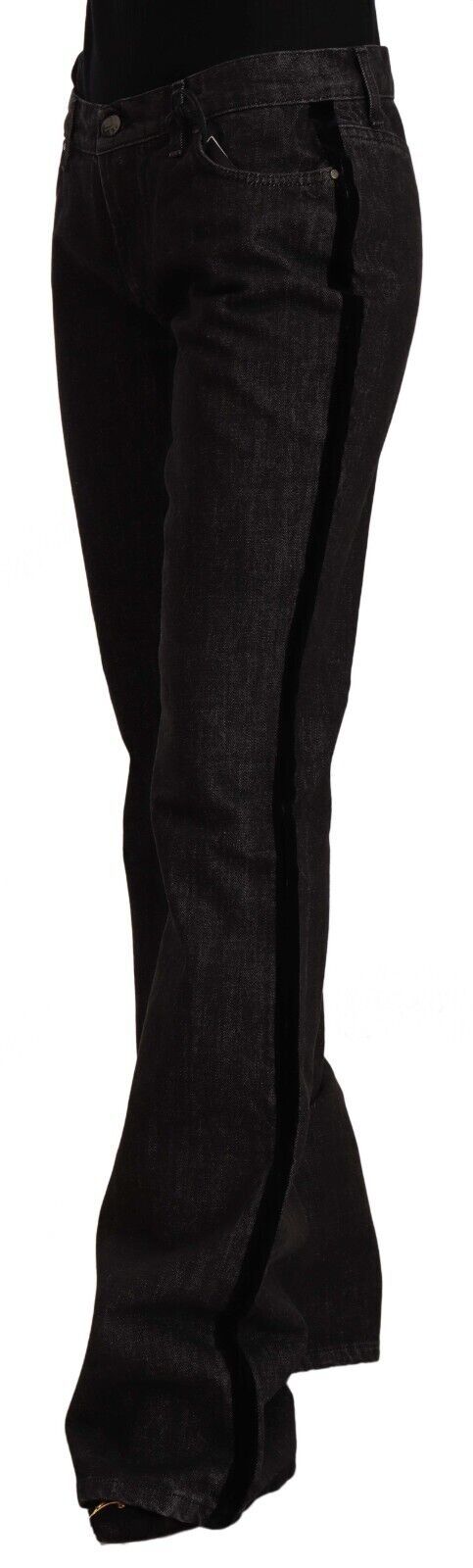 GF Ferre Schwarze Mid Waist Baumwoll-Denim Straight Boot Cut Jeans