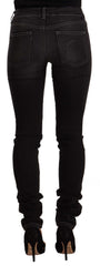 GF Ferre Black Washed Mid Waist Baumwoll-Skinny-Slim-Fit-Jeans