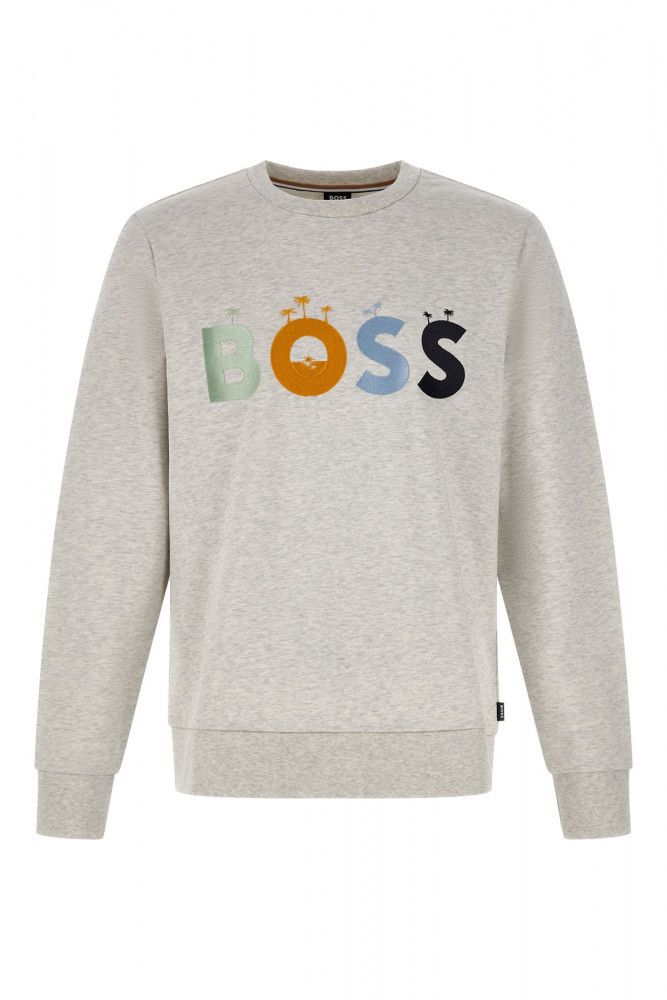 Hugo Boss Grau Baumwolle Logo Details Sweatshirt