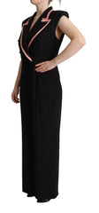 Dolce &amp; Gabbana Schwarzes ärmelloses Jumpsuit-Kleid aus Wollmischung