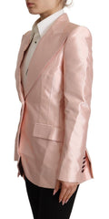 Dolce & Gabbana Roze Satijnen Blazer met Lange Mouwen
