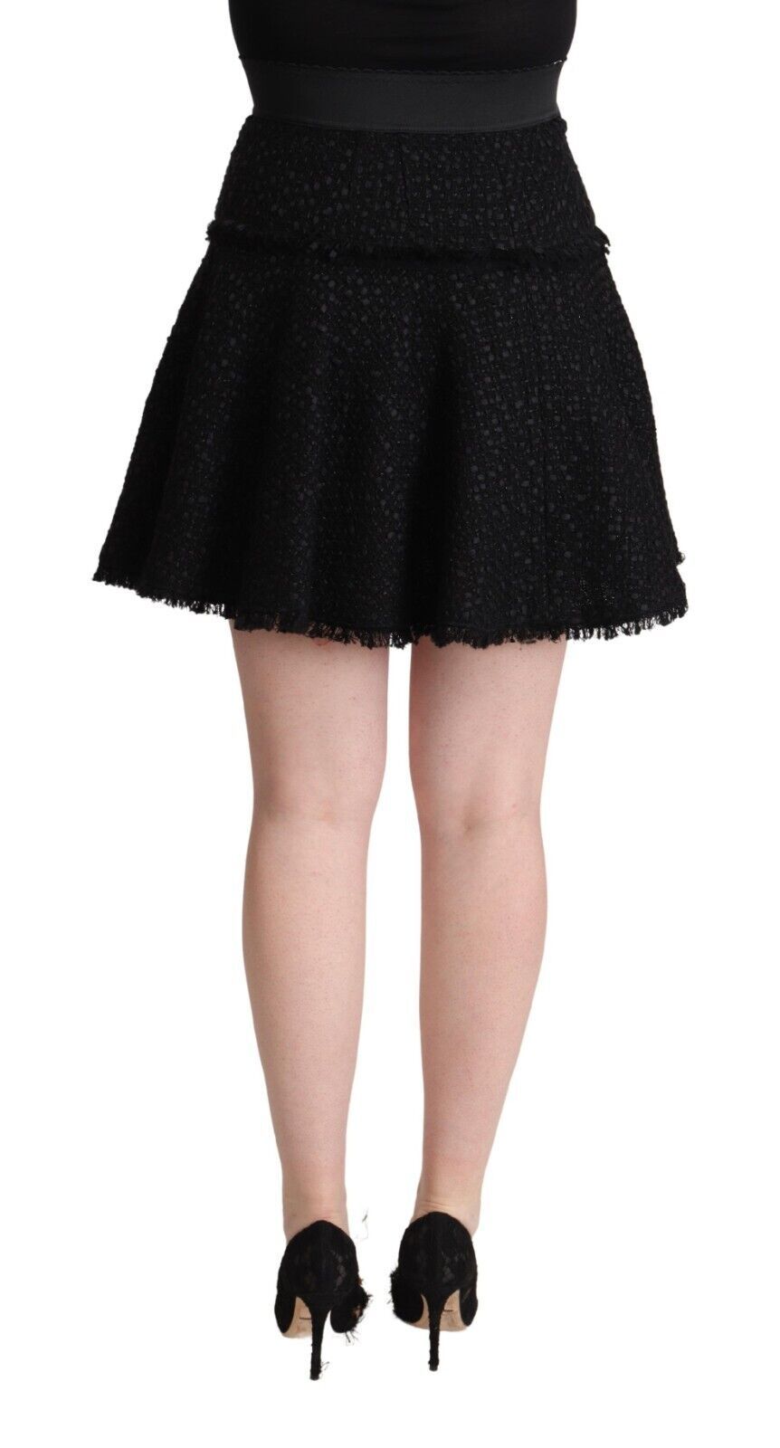 Dolce & Gabbana Schwarzer Mini-A-Linien-Rock aus gestricktem Nylon mit hoher Taille