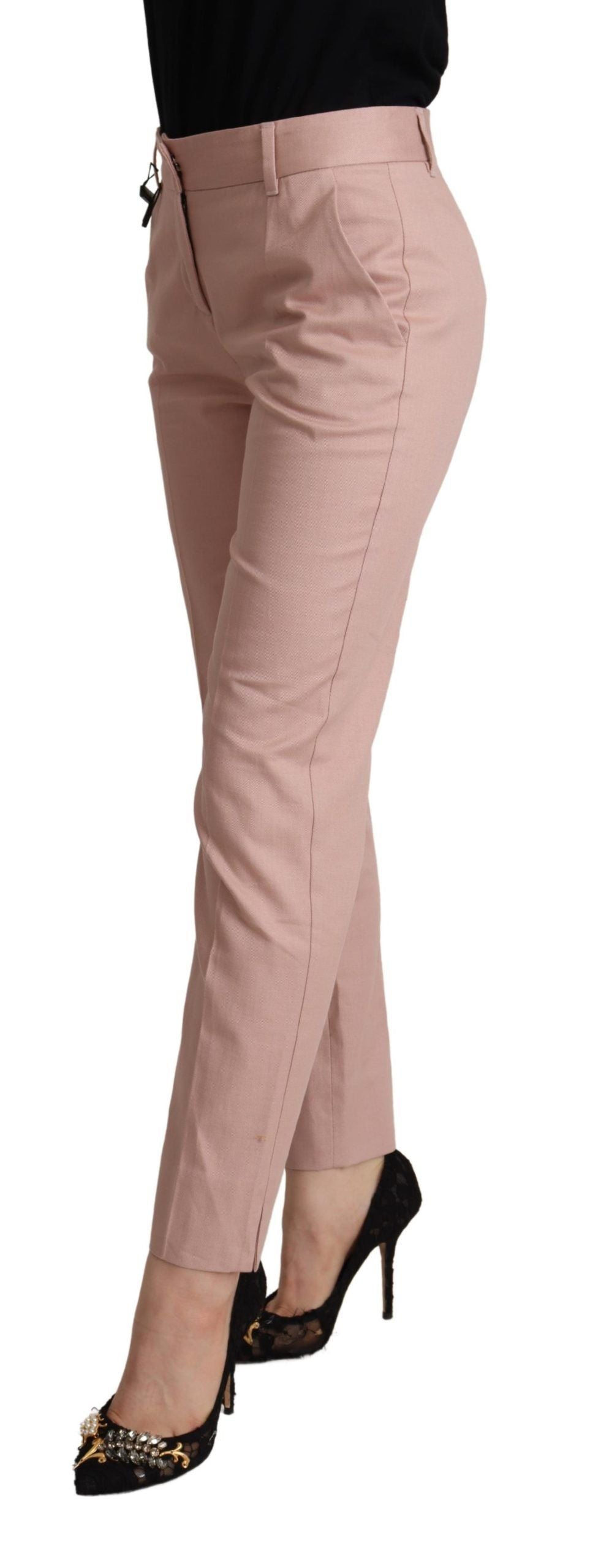 Dolce & Gabbana Rosa Hose Aus Baumwolle Mit Mittelhohem Bund Und Schmal Zulaufendem Bein