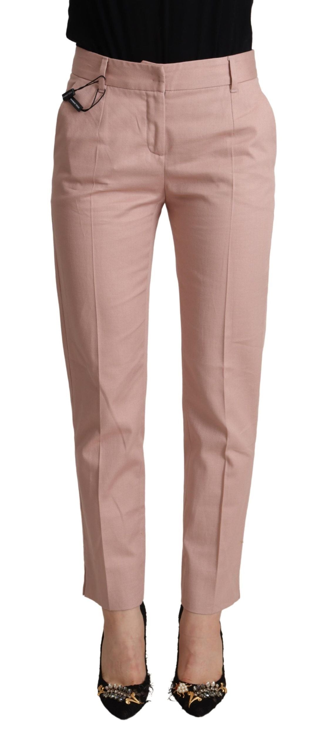 Dolce & Gabbana Rosa Hose Aus Baumwolle Mit Mittelhohem Bund Und Schmal Zulaufendem Bein