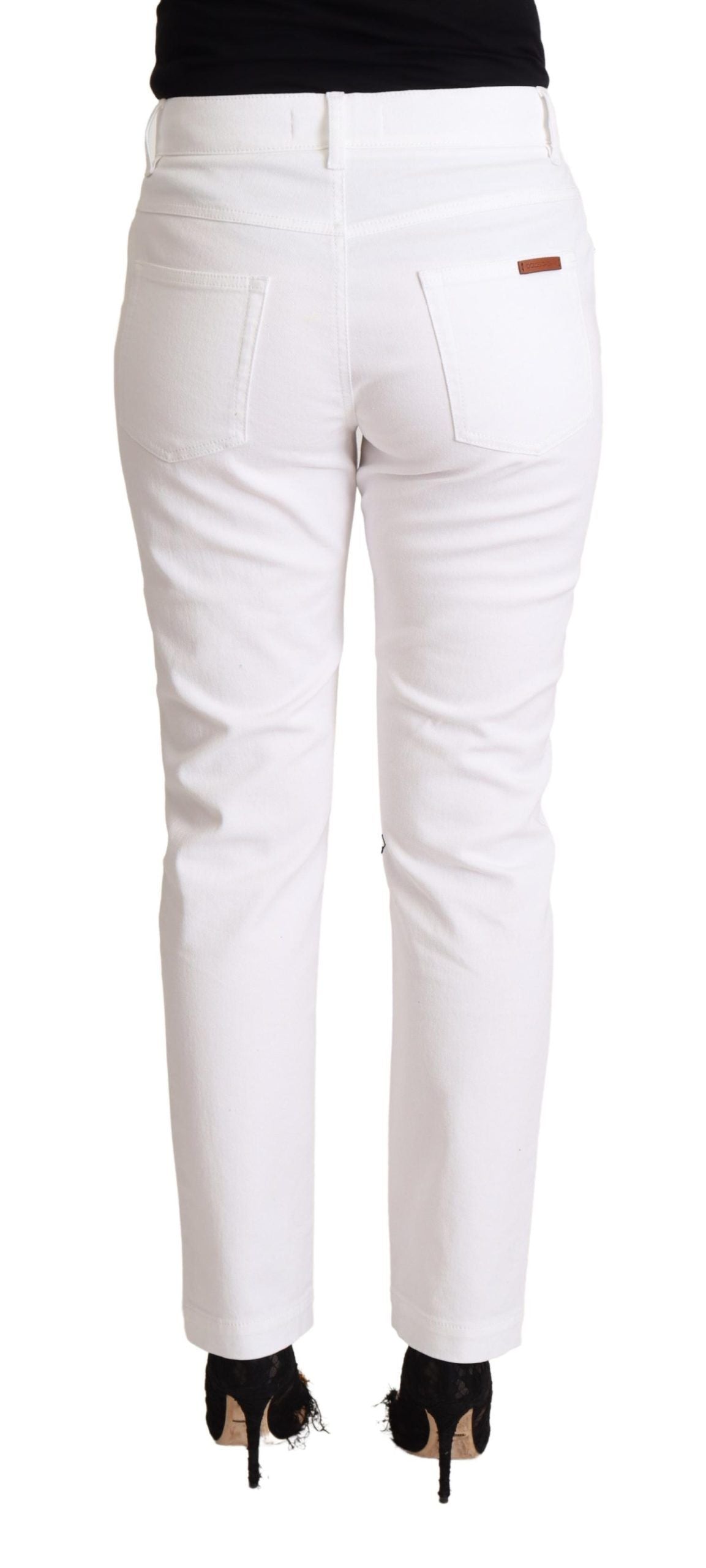 Dolce & Gabbana Weiße Jeans aus Baumwolle mit mittlerer Bundhöhe und schmal zulaufendem Bein