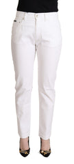 Dolce & Gabbana Weiße Jeans aus Baumwolle mit mittlerer Bundhöhe und schmal zulaufendem Bein
