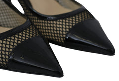 Jimmy Choo Zwarte Mesh en Leren Amika 50 Pumps