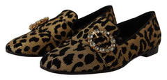 Dolce & Gabbana Gouden Luipaardprint Kristallen Instappers Schoenen