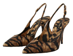 Dolce & Gabbana Bruine Slingbacks Leren Tijger Schoenen