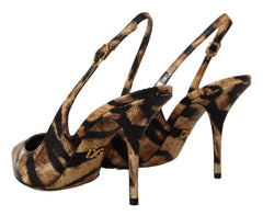 Dolce & Gabbana Bruine Slingbacks Leren Tijger Schoenen