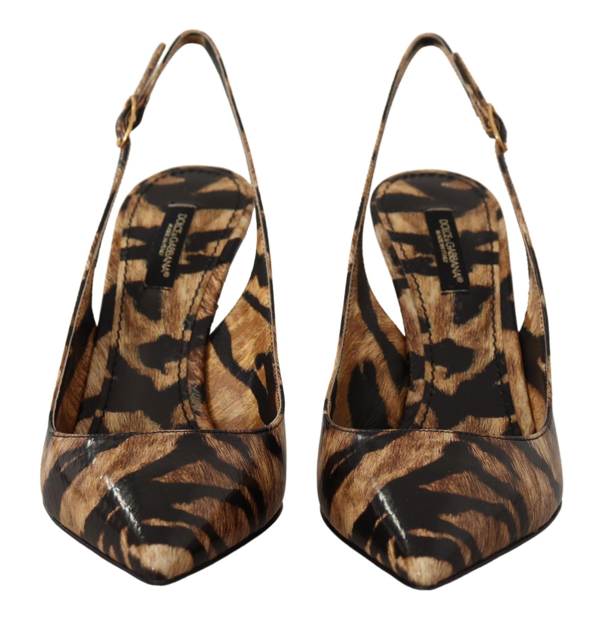 Dolce & Gabbana Bruine Slingbacks Leren Tijger Schoenen