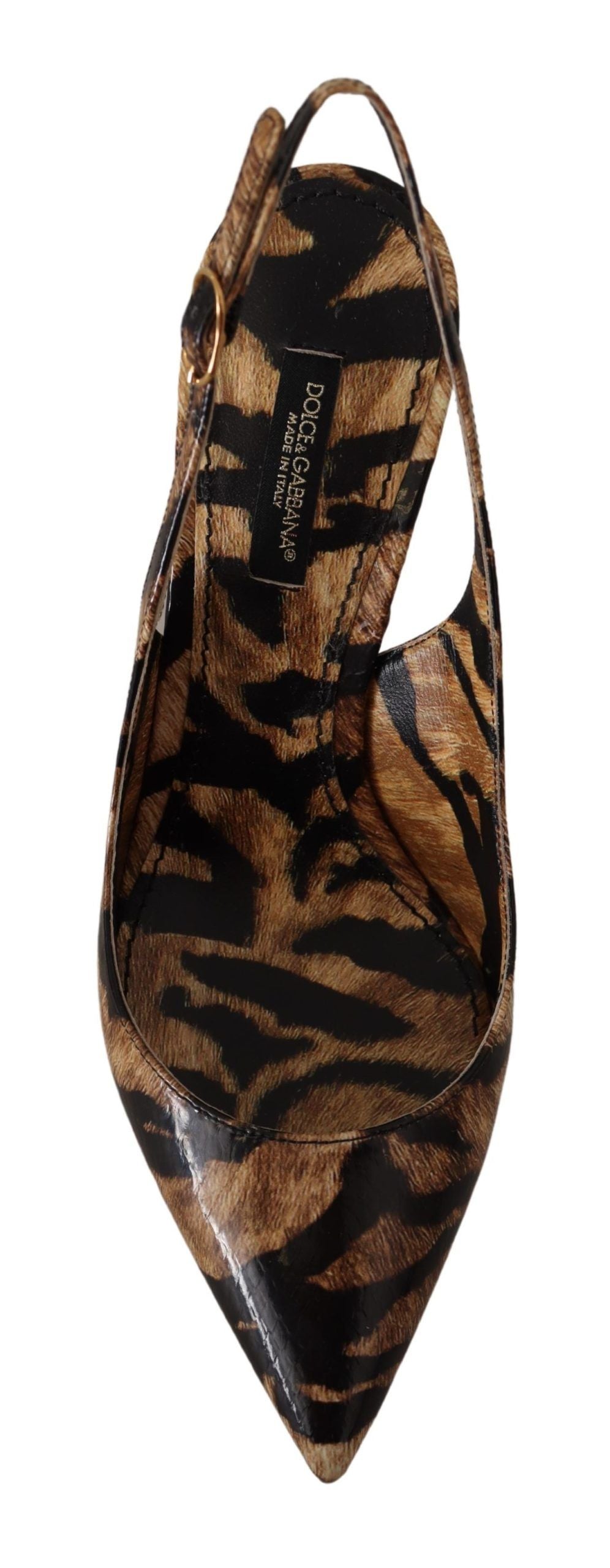 Dolce & Gabbana Bruine Slingbacks Leren Tijger Schoenen