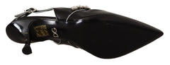 Dolce & Gabbana Slingpumps aus schwarzem Lackleder mit Kristallen