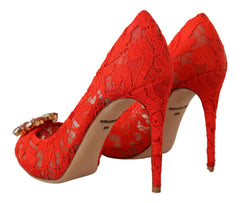 Dolce & Gabbana Rode Taormina Kanten Kristallen Hakken Pumps
