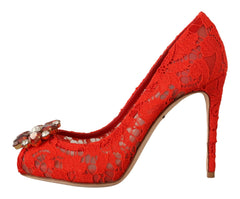 Dolce & Gabbana Rode Taormina Kanten Kristallen Hakken Pumps