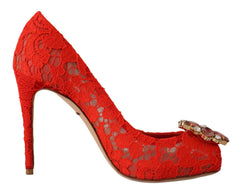 Dolce & Gabbana Rode Taormina Kanten Kristallen Hakken Pumps
