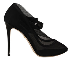 Dolce & Gabbana Zwarte Stretch Tule Stretch Laarzen Schoenen