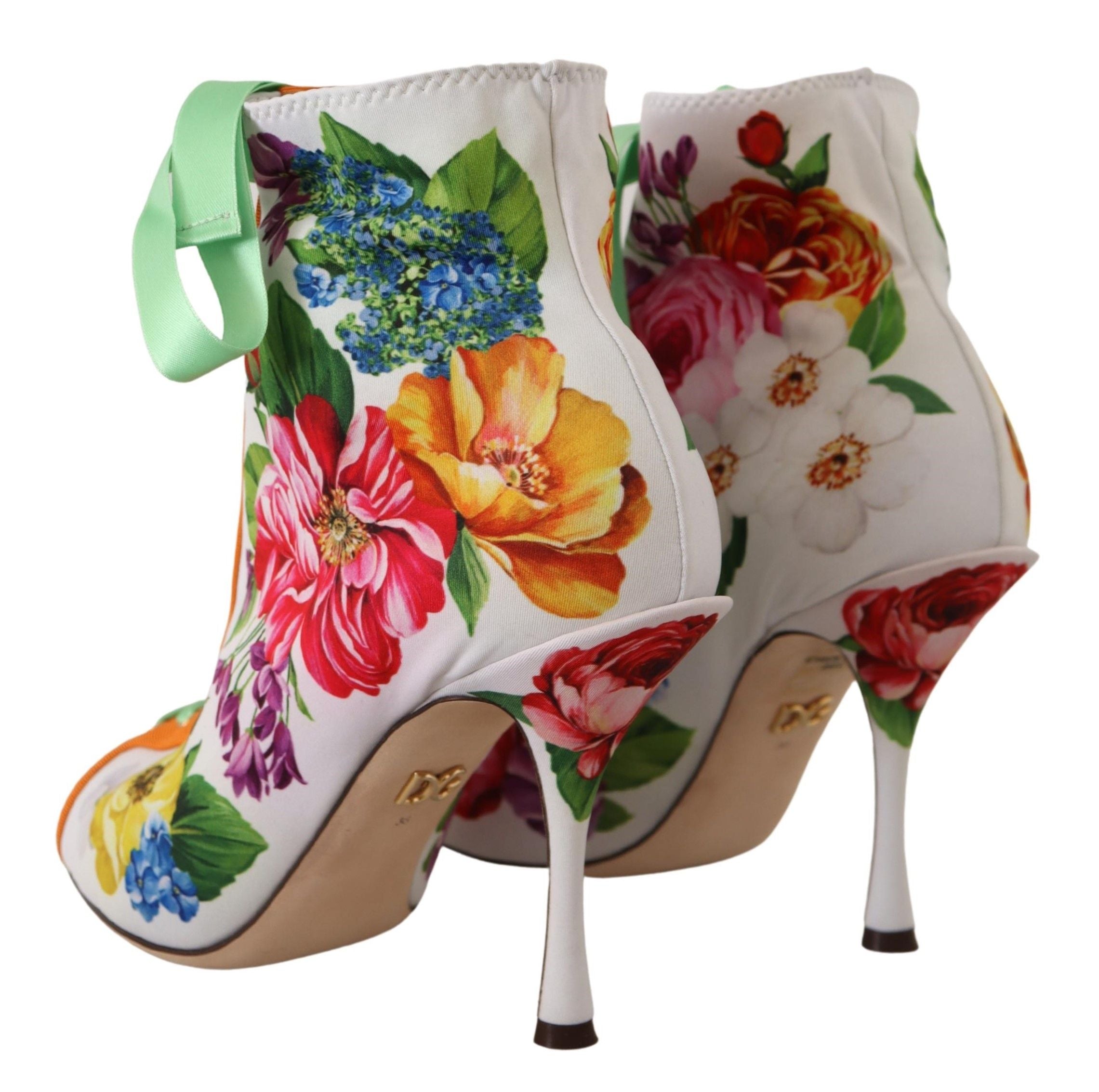 Dolce & Gabbana Weiße Jersey Stretch Overknee-Stiefel Peeptoe-Absatzschuhe
