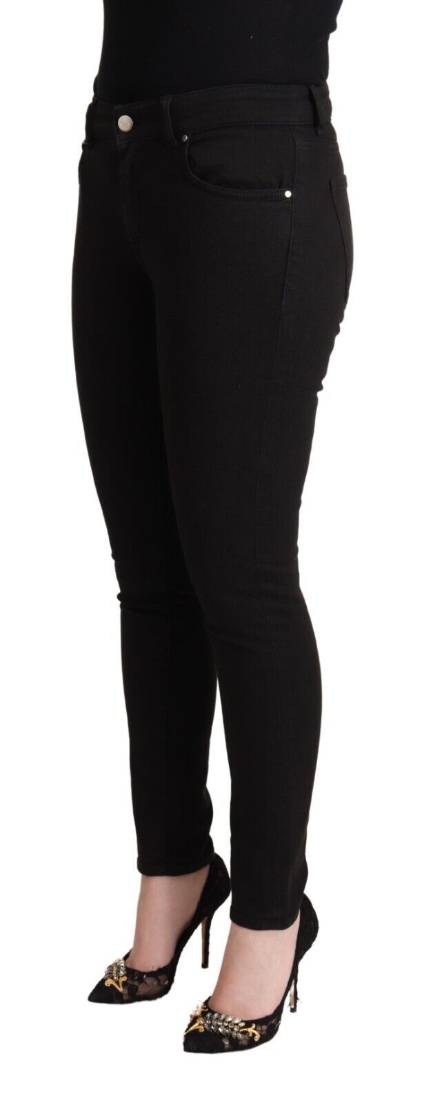 Dolce & Gabbana Schwarze Baumwolle Mid Waist Denim Slim Fit Jeans