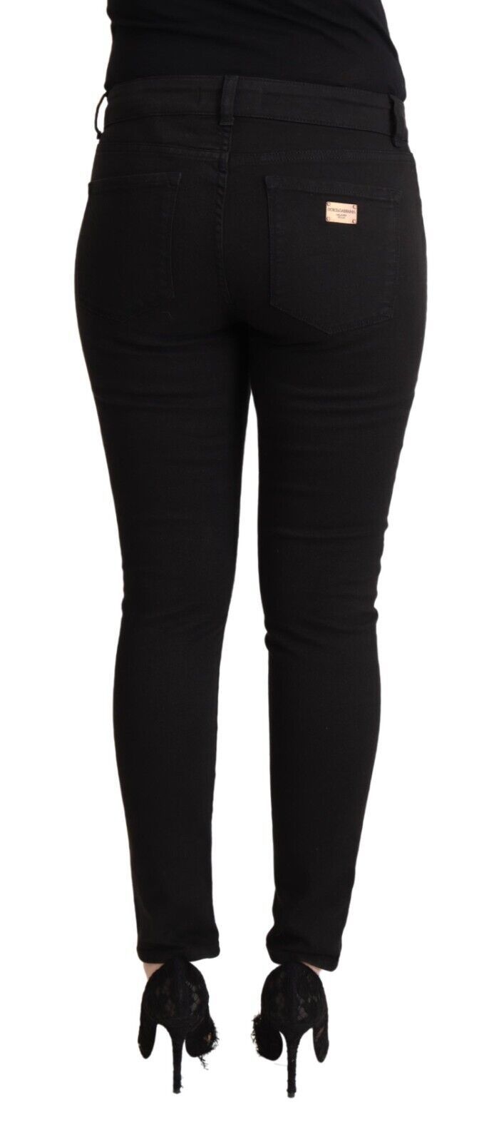 Dolce & Gabbana Schwarze Baumwolle Mid Waist Denim Slim Fit Jeans