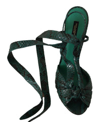Dolce & Gabbana Groene Python Band Sandalen Hakken Schoenen