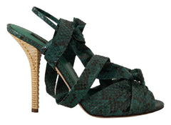 Dolce & Gabbana Groene Python Band Sandalen Hakken Schoenen