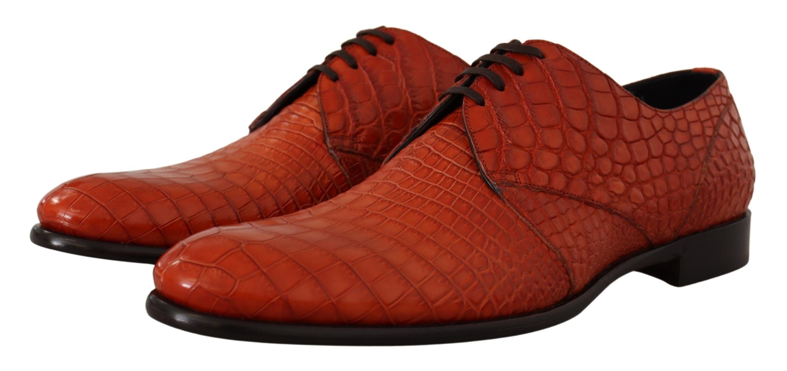 Dolce & Gabbana Orange Exotic Leather Derby-Schuhe
