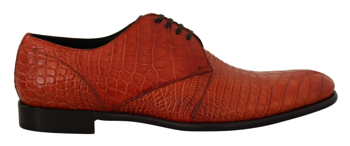 Dolce & Gabbana Orange Exotic Leather Derby-Schuhe