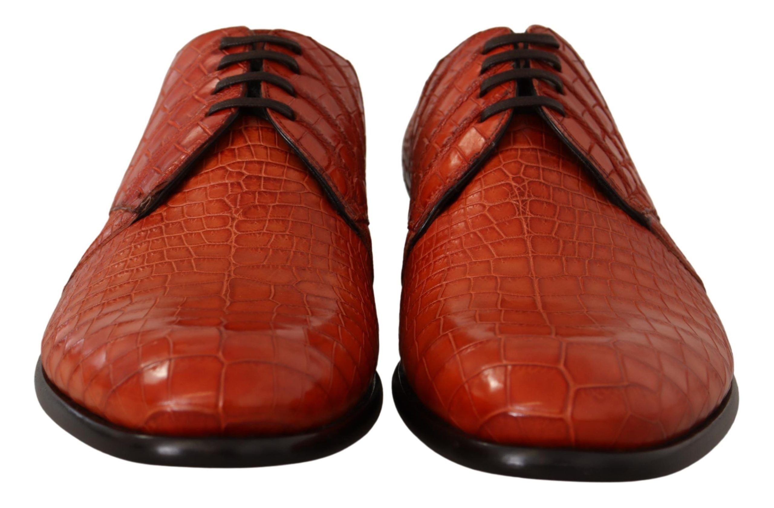 Dolce & Gabbana Orange Exotic Leather Derby-Schuhe