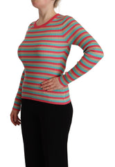 Dolce & Gabbana Seidenpullover mit Rundhalsausschnitt und mehrfarbigen Streifen