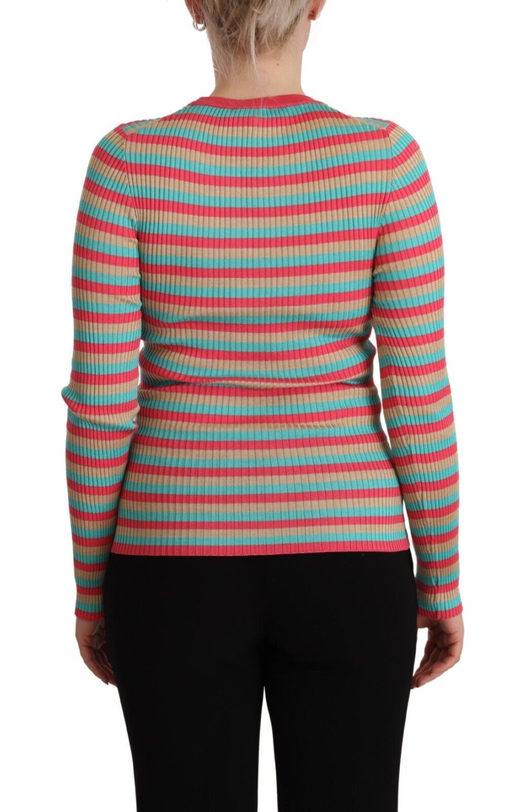 Dolce & Gabbana Seidenpullover mit Rundhalsausschnitt und mehrfarbigen Streifen