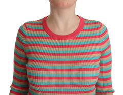 Dolce & Gabbana Seidenpullover mit Rundhalsausschnitt und mehrfarbigen Streifen