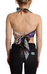 Dolce & Gabbana veelkleurige foulard zijden halter cropped top