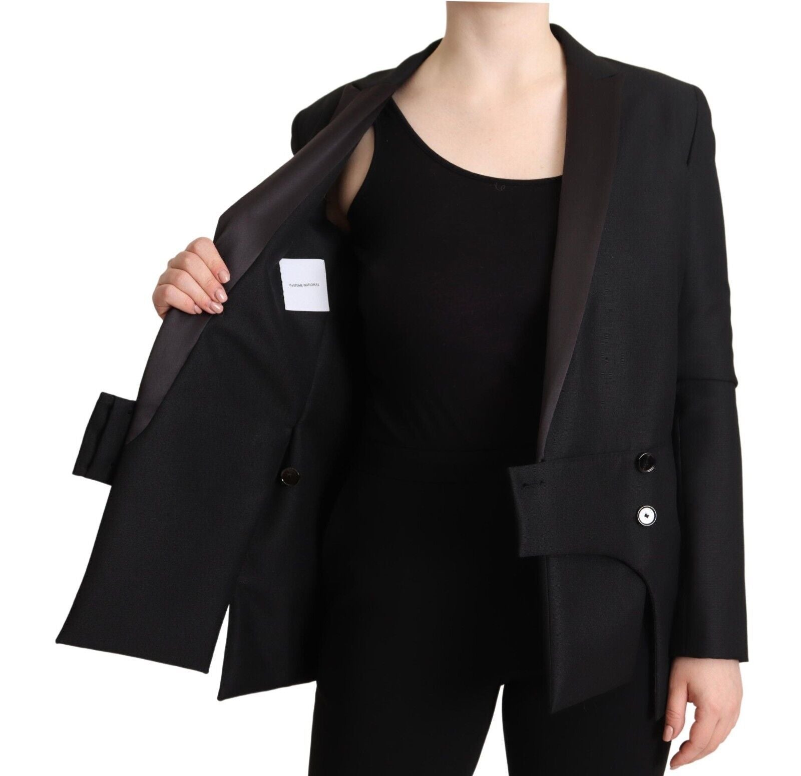 Costume National Zwart Jasje met Lange Mouwen en Dubbele Rij Knopen