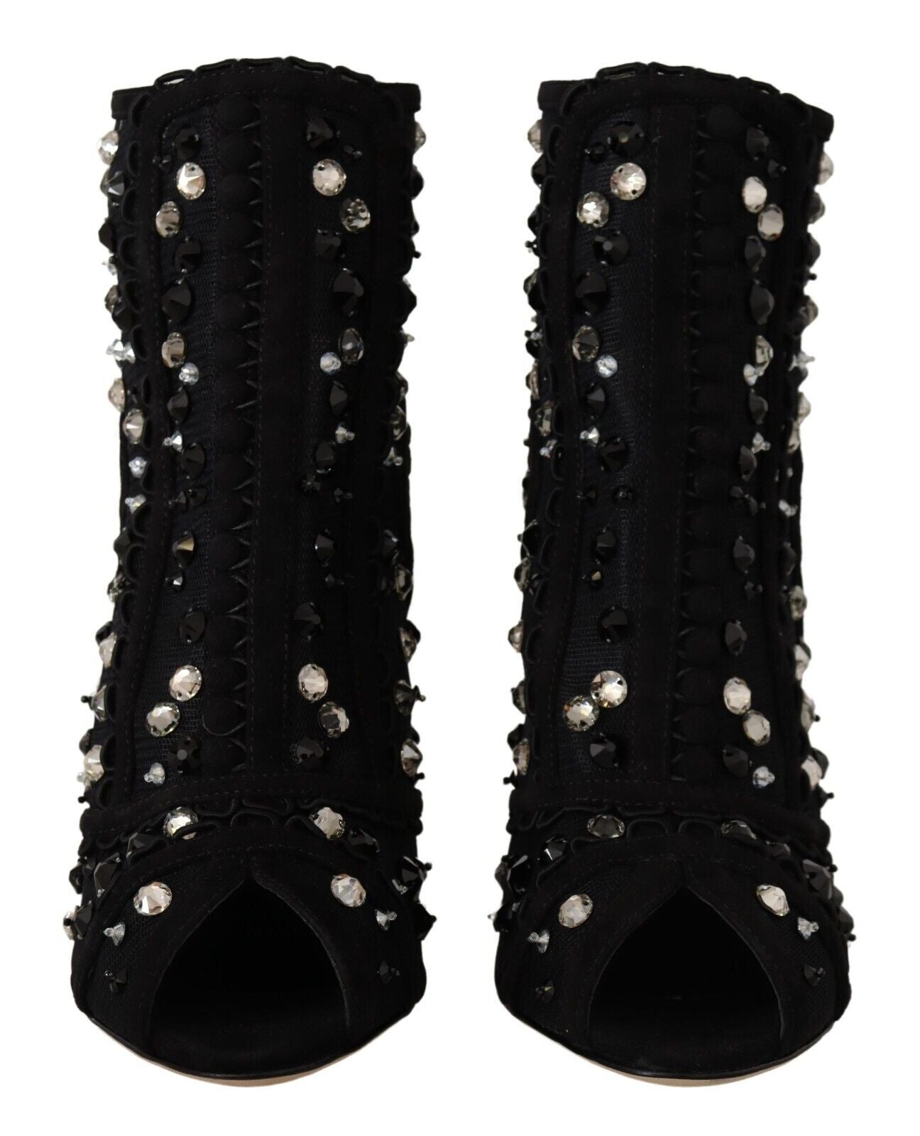 Dolce & Gabbana Schwarze Kristallabsatz-Stiefeletten mit Reißverschluss