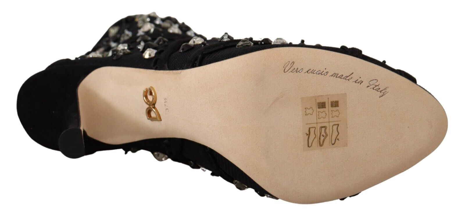 Dolce & Gabbana Schwarze Kristallabsatz-Stiefeletten mit Reißverschluss