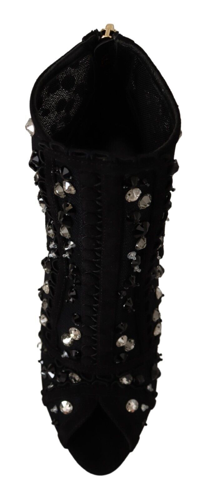 Dolce & Gabbana Schwarze Kristallabsatz-Stiefeletten mit Reißverschluss