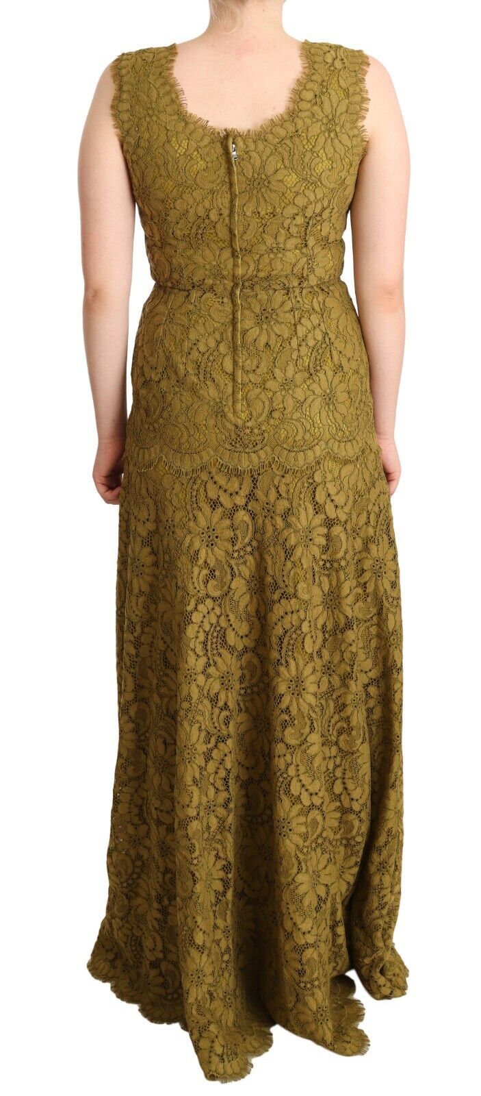 Dolce & Gabbana Braunes Maxikleid aus floraler Spitze in Bodenlänge